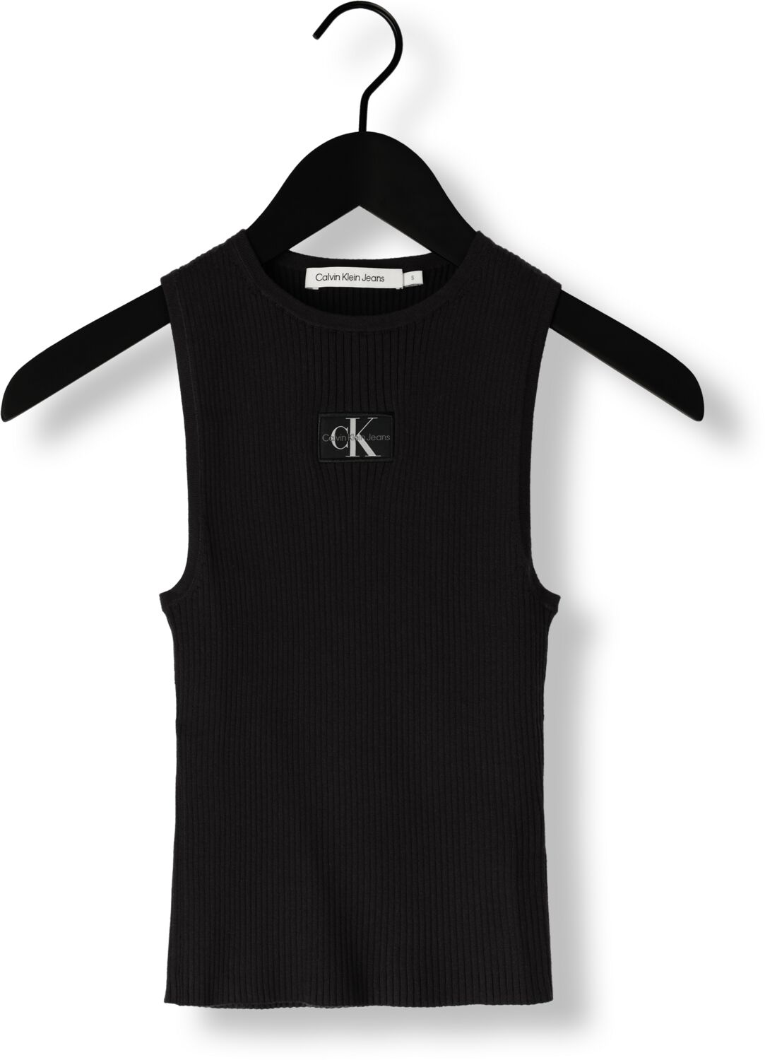CALVIN KLEIN Dames Tops & T-shirts Woven Label Sweater Tank Top Zwart