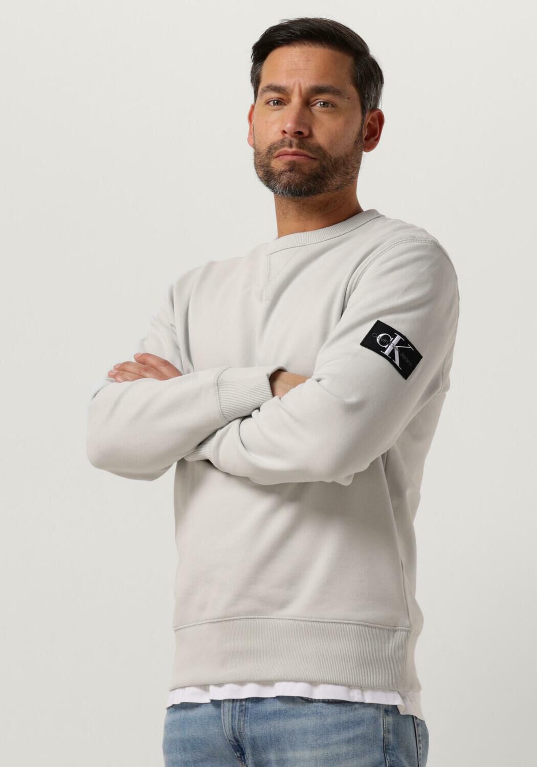 Calvin Klein Grijze Crewneck Sweatshirt met Contrastdetails Gray Heren