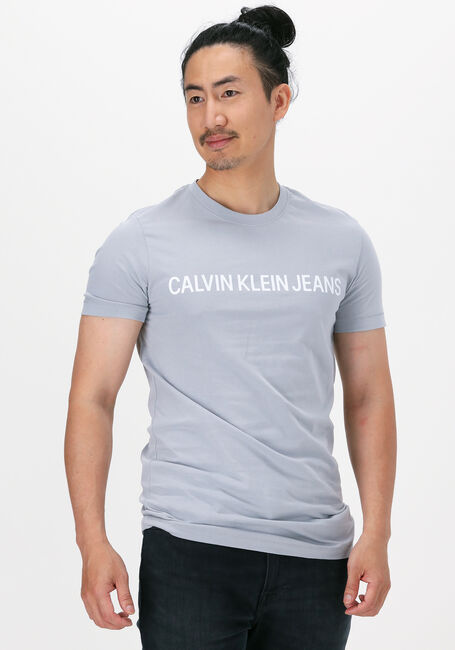 Grijze CALVIN KLEIN T-shirt INSTITUTIONAL LOGO SLIM SS TEE - large