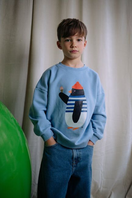 Lichtblauwe DAILY BRAT Trui WADDLES PINGUIN SWEATER - large
