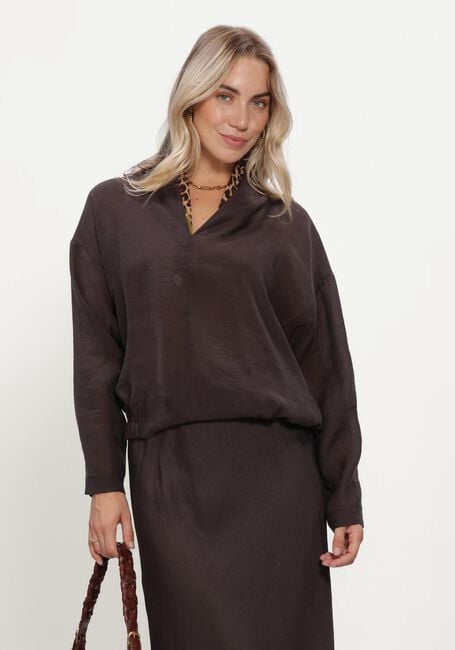 Bruine SUMMUM Blouses TOP V NECK LYOCELL BLEND - large