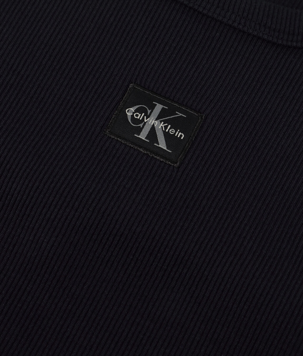 Zwarte CALVIN KLEIN Top WOVEN LABEL 2X2 BABY RIB TANK - large