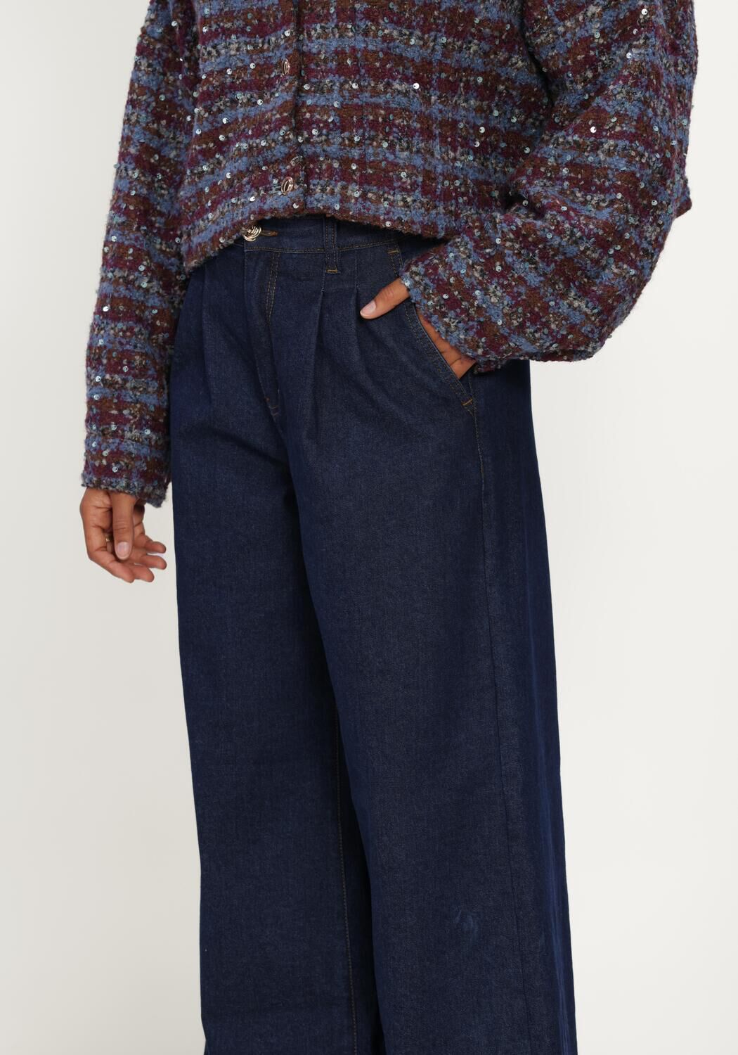 Donkerblauwe AMAYA AMSTERDAM Wijde broek ARIA PANTS - large
