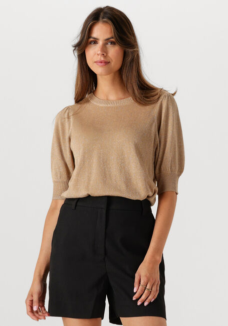 Camel MINUS T-shirt LIVA PUFF SLEEVE METALLIC KNIT PULLOVER - large