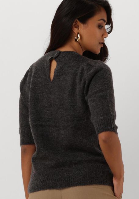 Grijze SELECTED FEMME Top SLFLULU SS OPEN BACK KNIT O-NECK - large