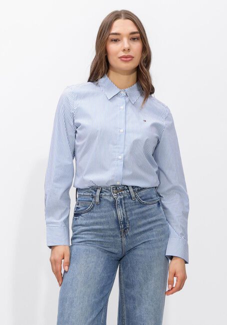 Lichtblauwe TOMMY HILFIGER Blouses ESS POPLIN REGULAR SHIRT - large