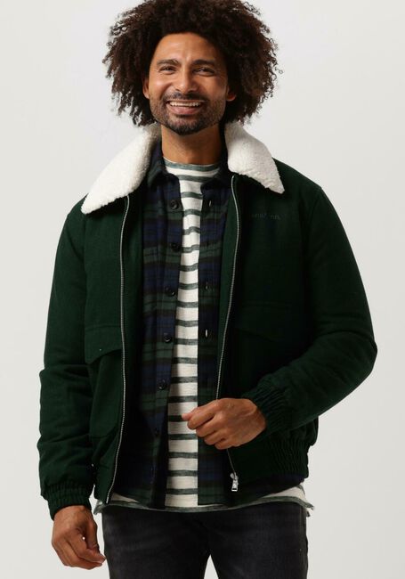 Donkergroene COLOURFUL REBEL Jack CHASE CONTRAST COLLAR JACKET - large