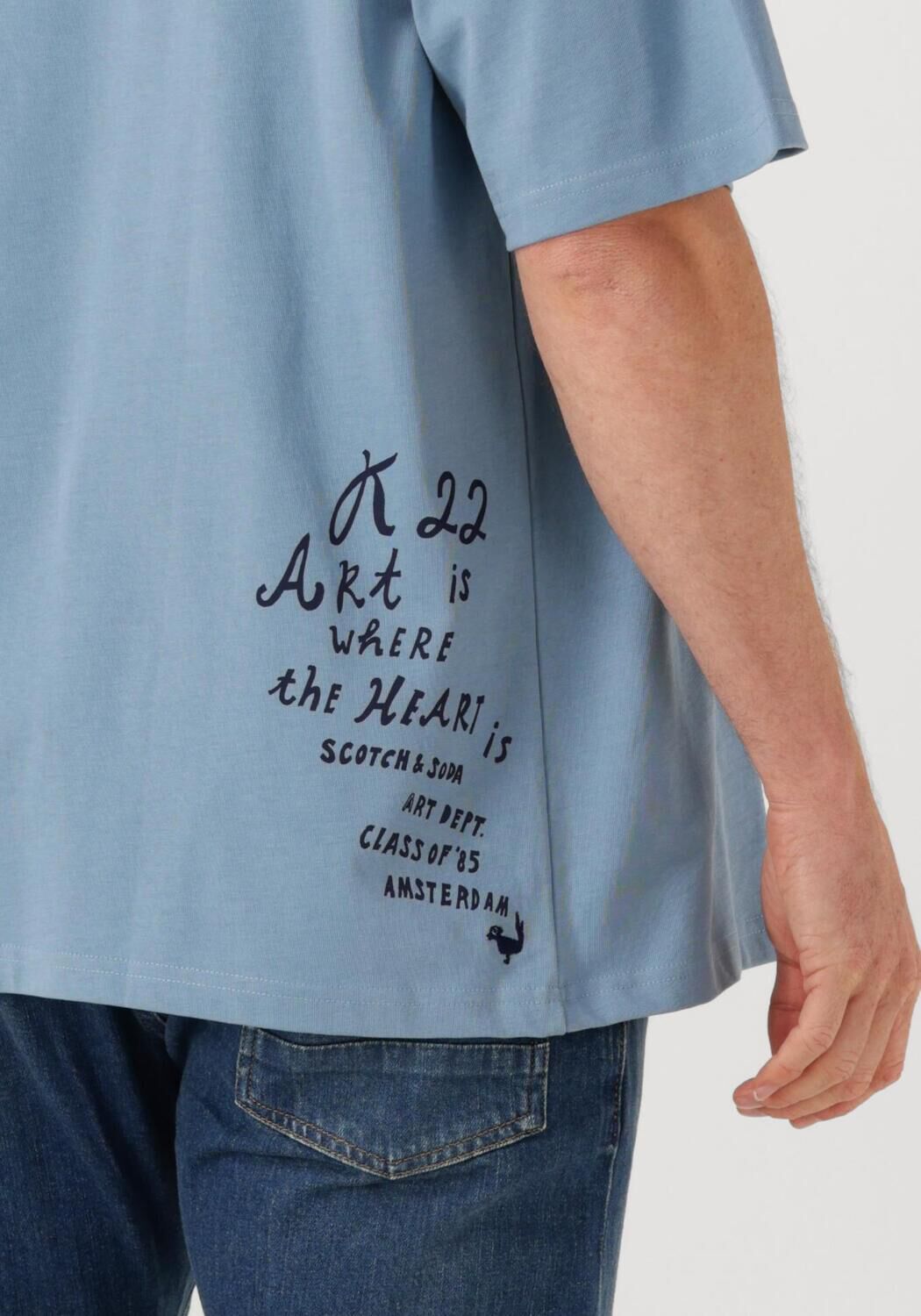 SCOTCH & SODA Heren Polo's & T-shirts Loose-fit Artwork T-shirt Lichtblauw
