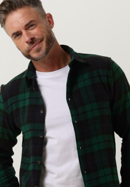 Donkergroene ANERKJENDT Casual overhemd AKLOUIS BRUSHED CHECK - large