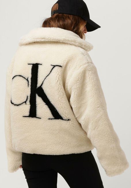 Ecru CALVIN KLEIN Teddy jas BACK CK SHERPA SHORT JACKET | Omoda