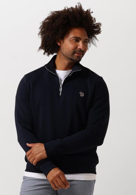 Donkerblauwe PS PAUL SMITH Trui MENS LS REG FIT HALF ZIP TOP ZEBRA - large