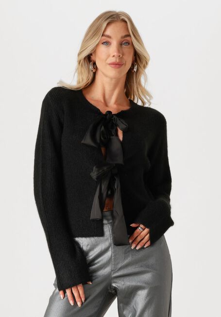 Zwarte OBJECT Vest OBJPARVI SATEEN BOW KNIT CARDIGAN - large