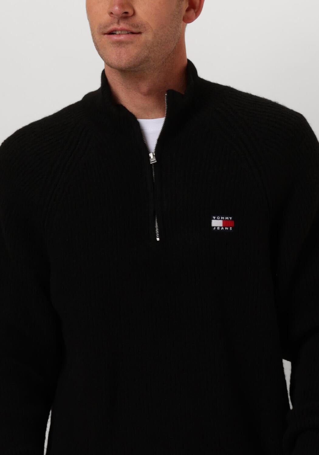TOMMY JEANS Heren Truien & Vesten Tjm Reg 1 4 Zip Raglan Badge Zwart