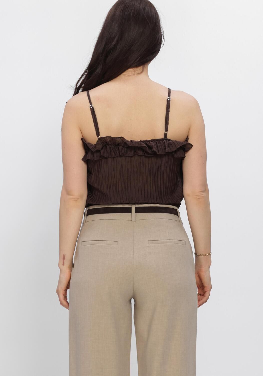 Bruine OBJECT Top OBJLYNE S/L RE TOP - large