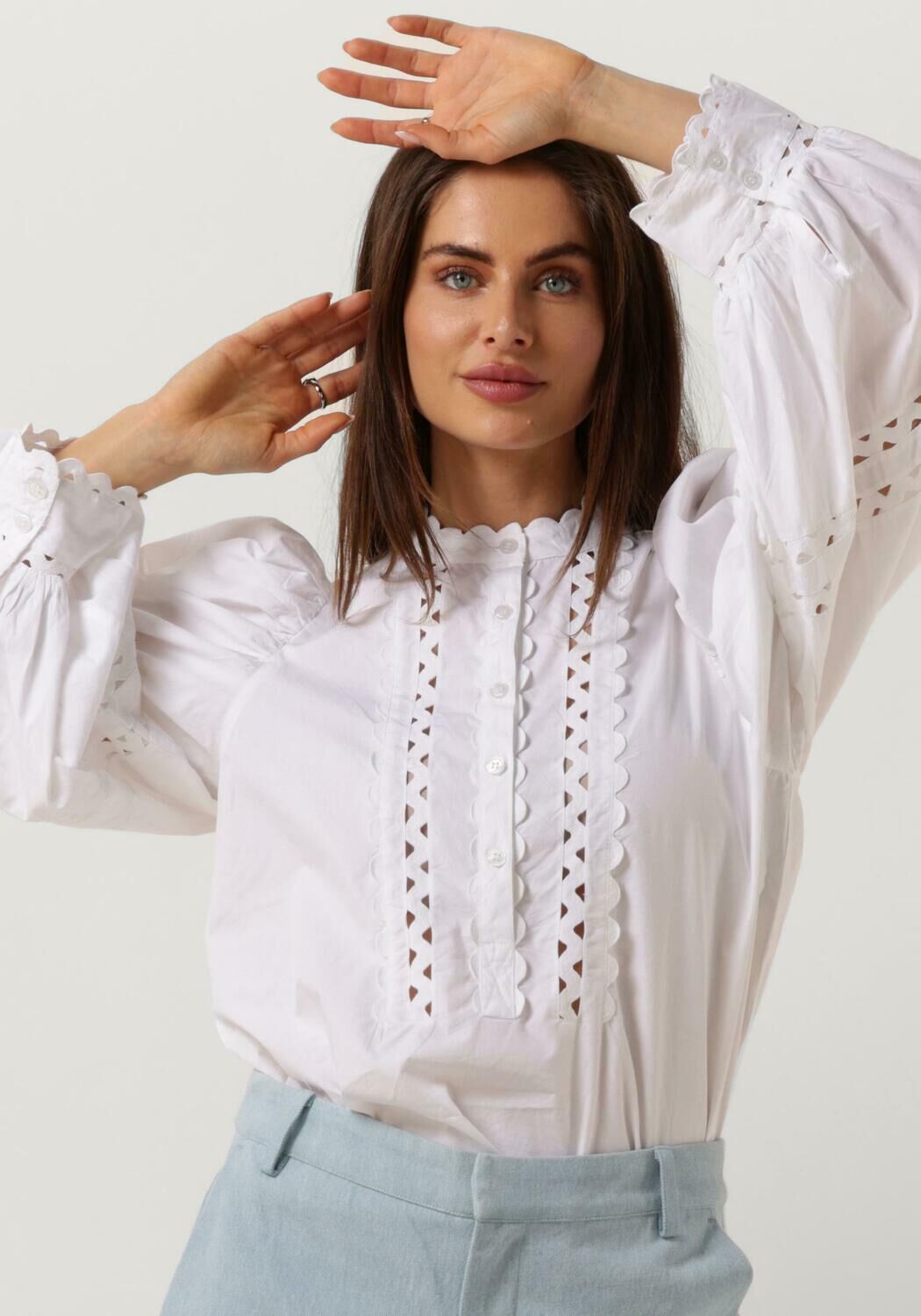 Antik batik Katoenen poplin openwork blouse Rodo White Dames