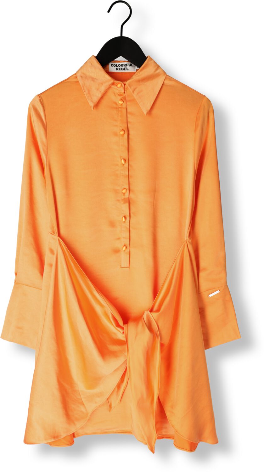 COLOURFUL REBEL Dames Jurken Mette Satin Wrap Dress Oranje