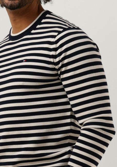 Blauw/wit gestreepte TOMMY HILFIGER Sweater 1985 CREW NECK SWEATER - large