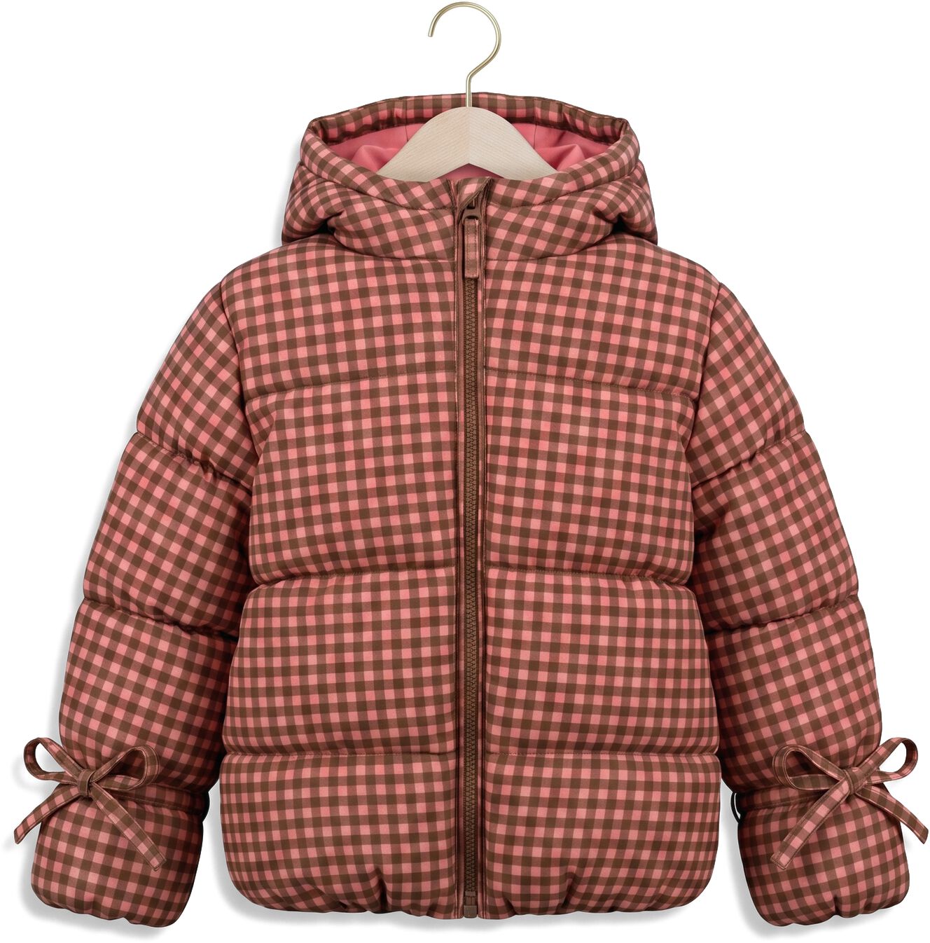 YOUR WISHES Meisjes Jassen Gingham Tie Puffer Coat Roze
