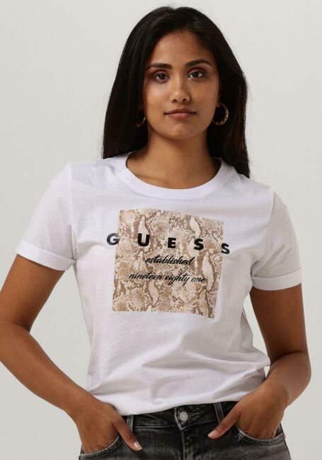 Witte GUESS T-shirt SS RN PYTHON TEE - large