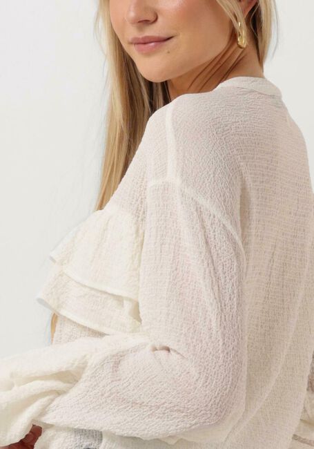 Ecru ALIX THE LABEL Blouses LADIES WOVEN STRUCTURED CHIFFON RUFFLE BLOUSE - large