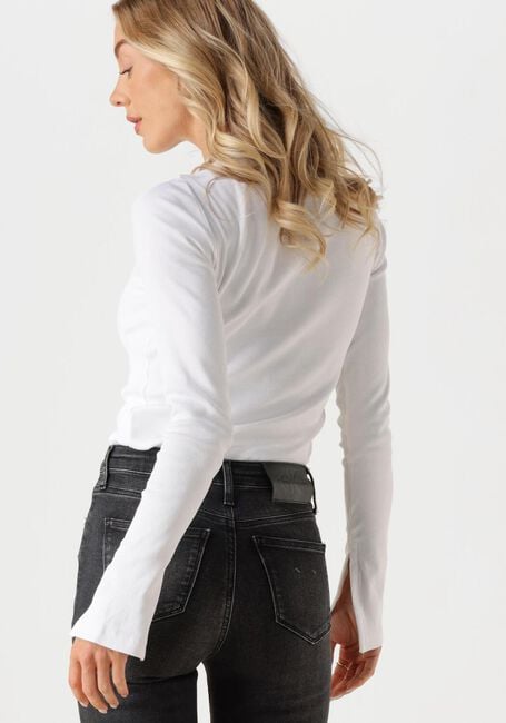 Witte CALVIN KLEIN Tops & T-shirts WOVEN LABEL RIB LS TOP - large