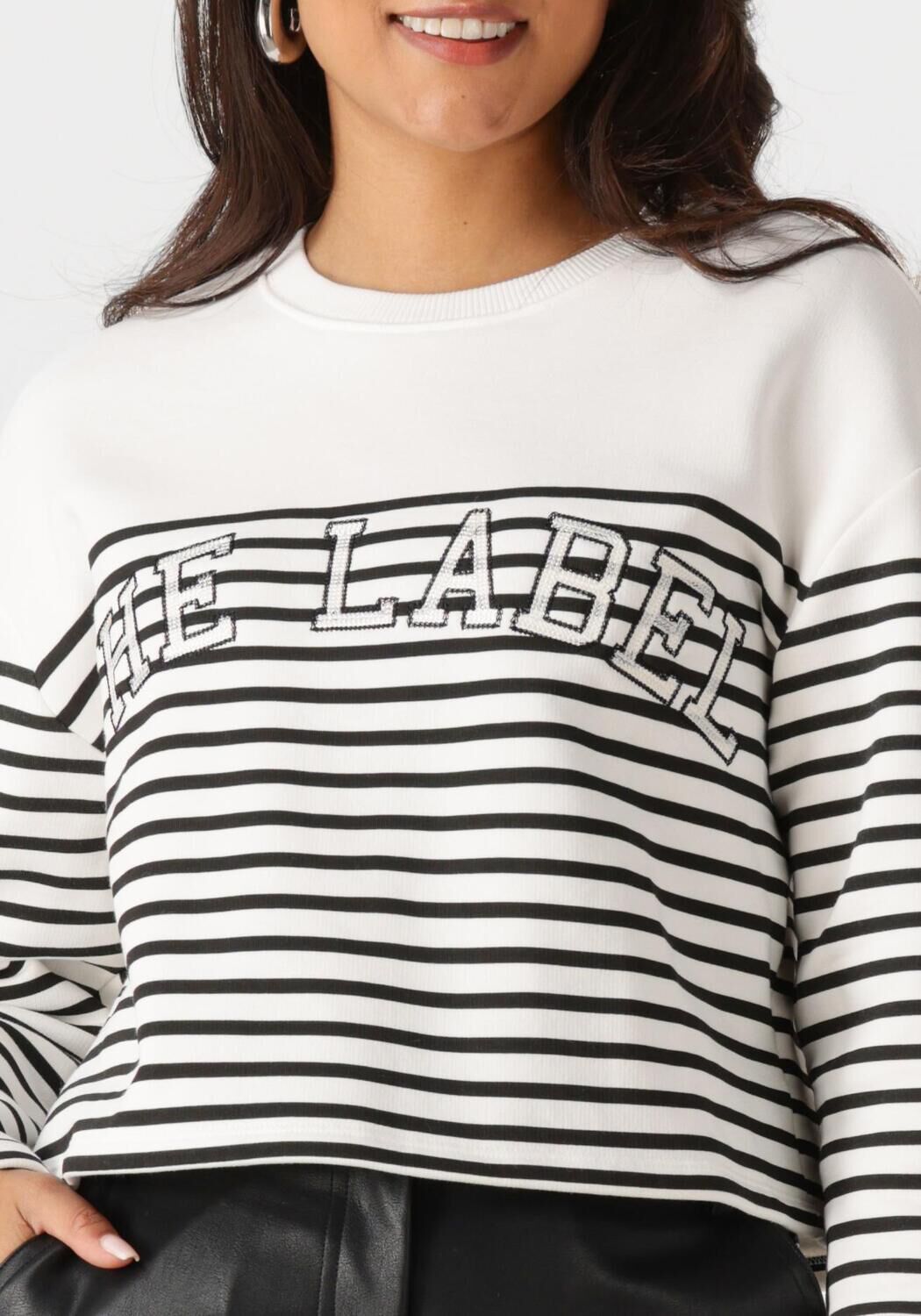 ALIX THE LABEL Dames Truien & Vesten Ladies Knitted Stripe Sweater Wit