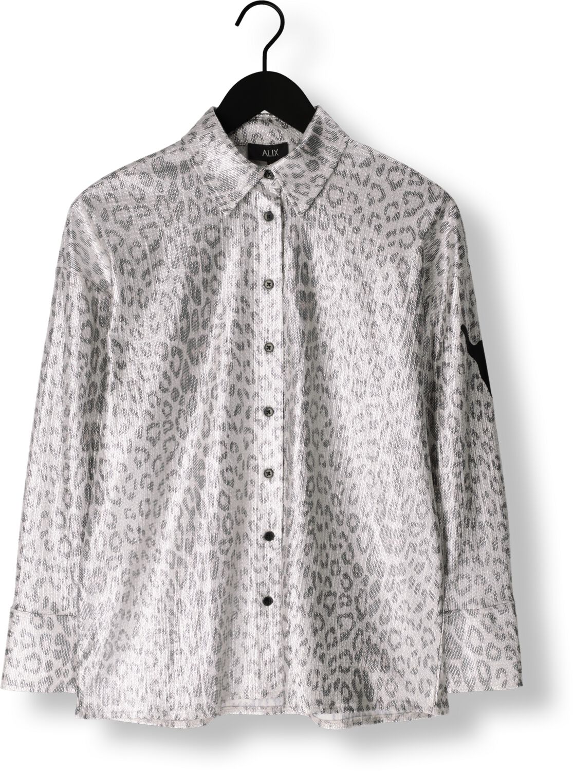 ALIX THE LABEL Dames Blouses Ladies Knitted Leopard Blouse Zilver