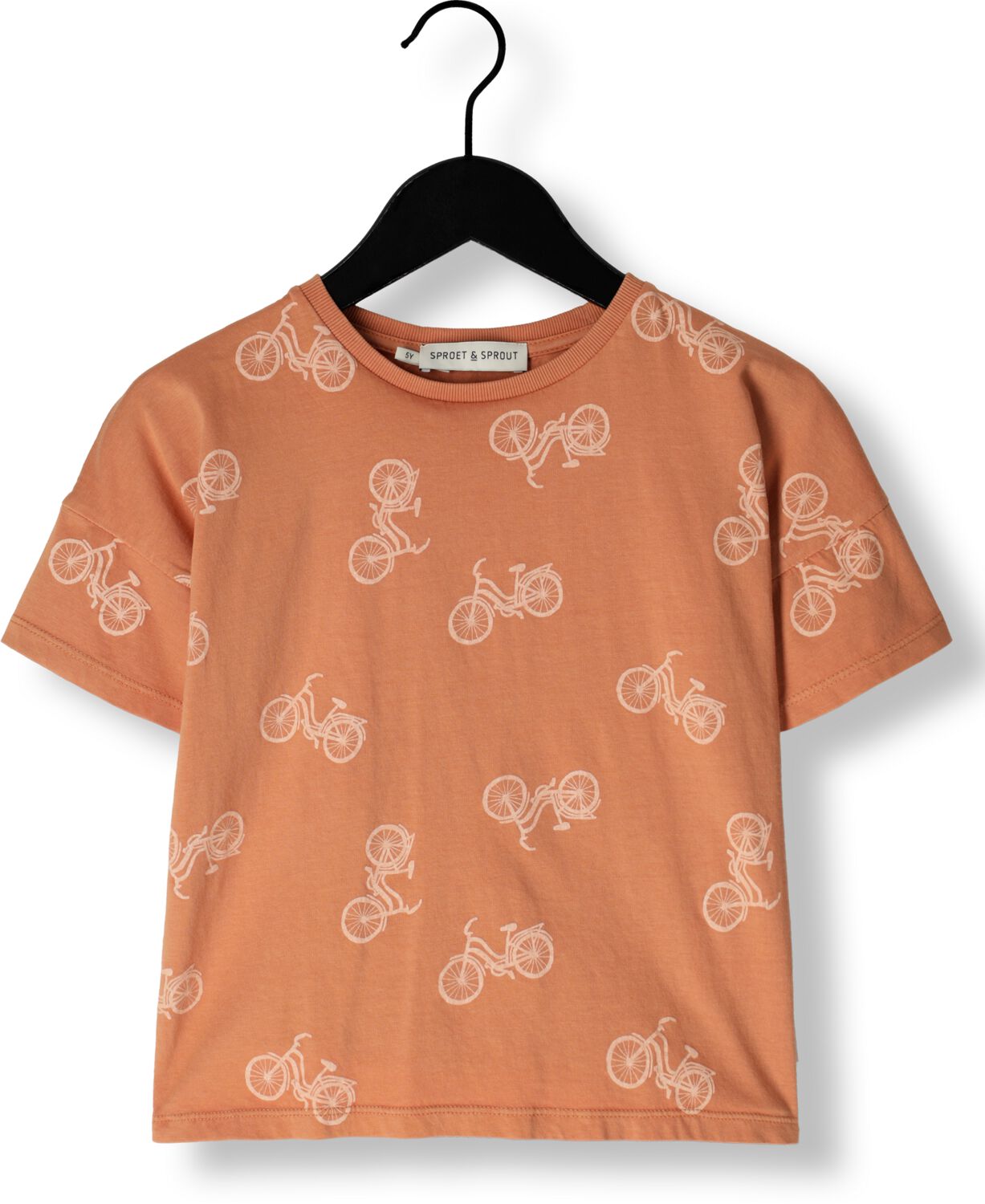 Sproet & Sprout Jongens Polo's & T-shirts T-shirt Wide Bicycle Print Brique