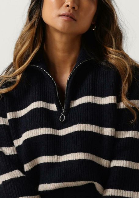 Donkerblauwe NEO NOIR Trui NEVENA STRIPE KNIT BLOUSE - large