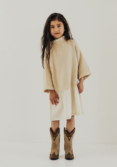 Zand BAJE STUDIO Mini jurk DRESS KNITTED WOVEN SAND - large