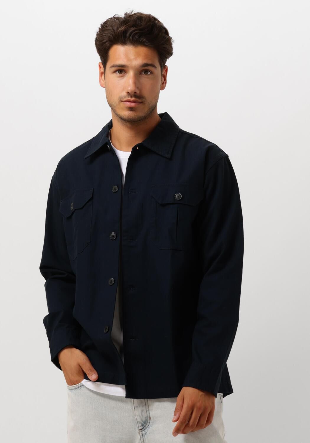 SELECTED HOMME Heren Overshirts Slh-canvas Workwear Overshirt Ls Donkerblauw