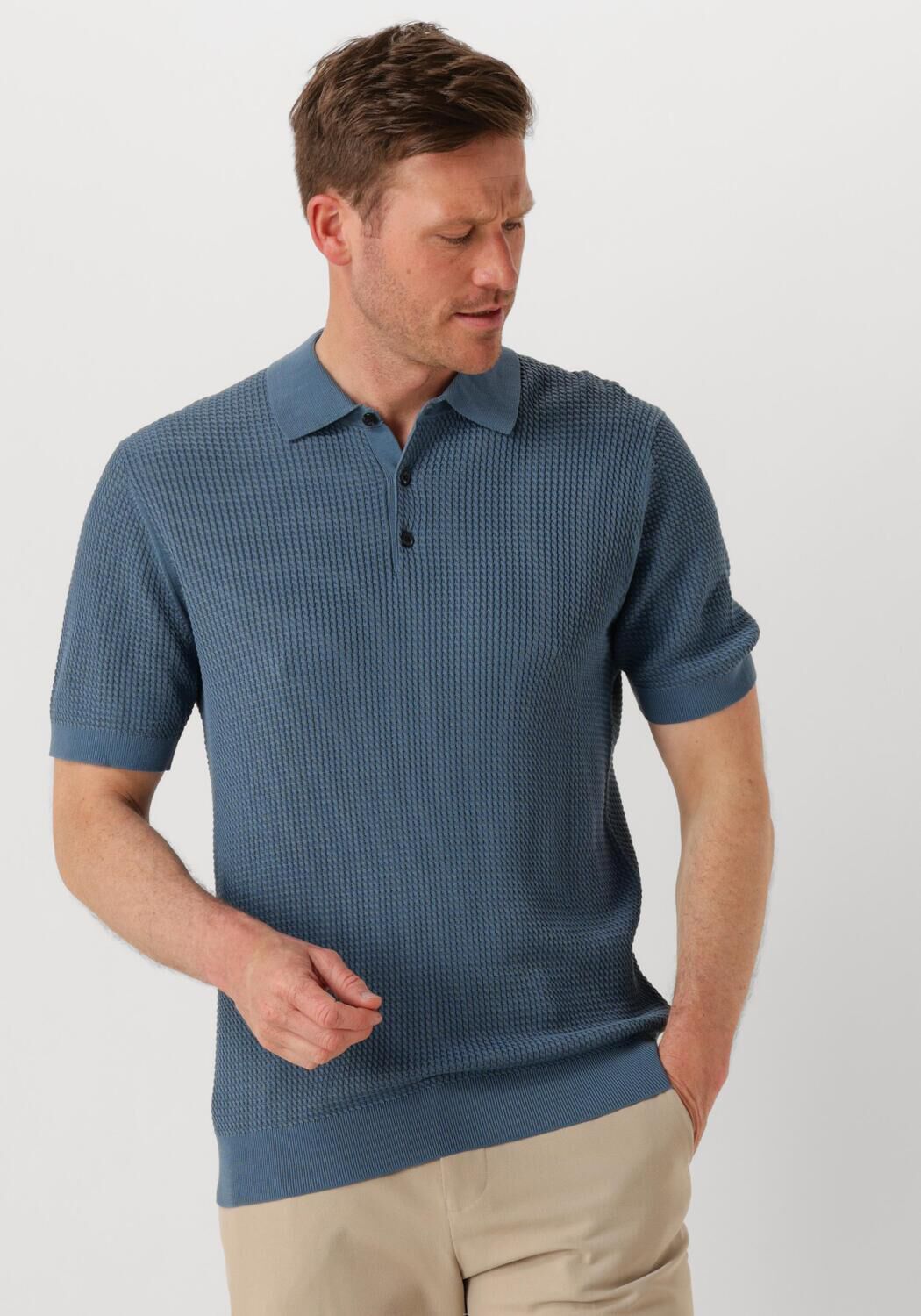 Matinique regular polo met ingebreid patroon blauw