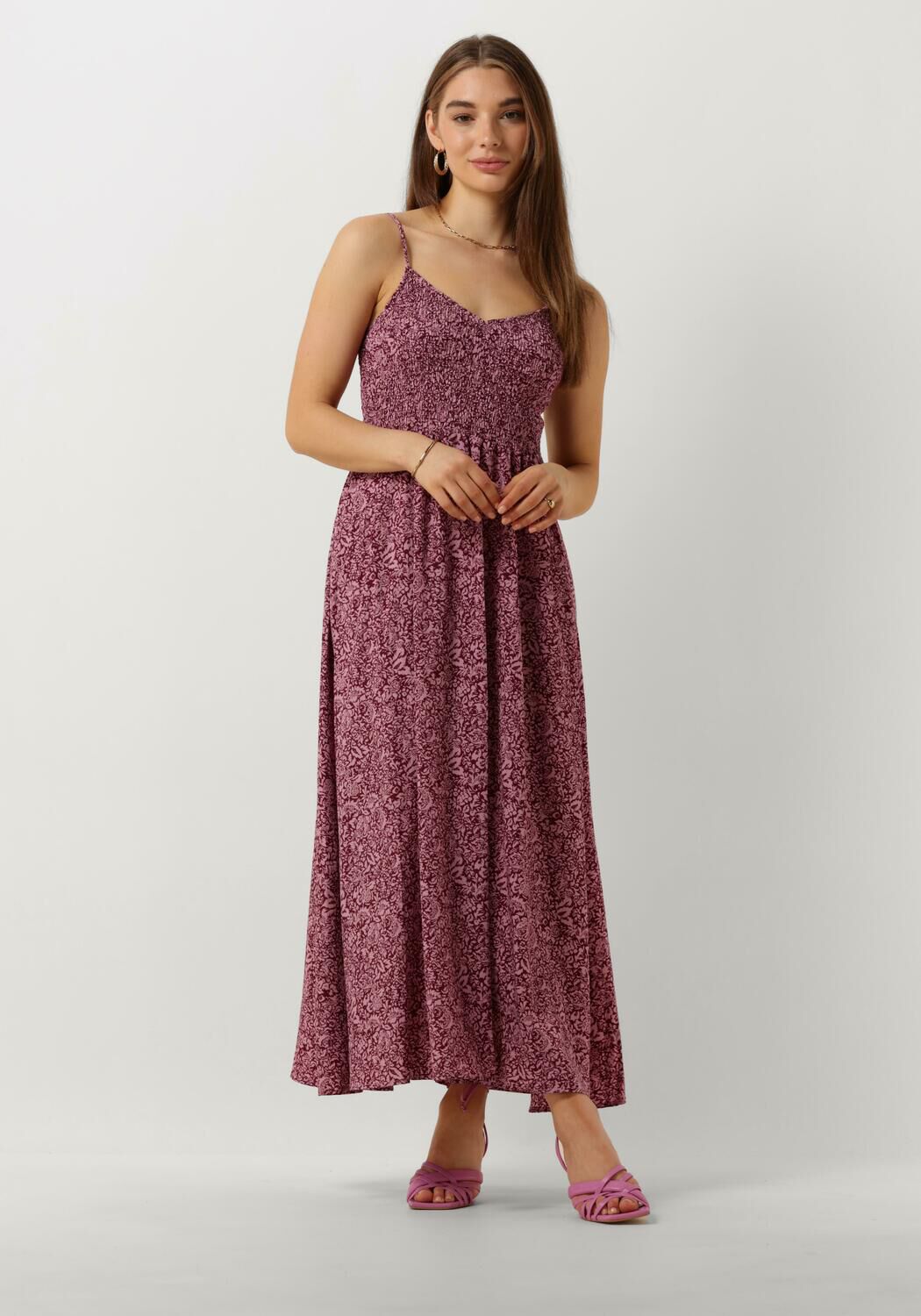 COLOURFUL REBEL Dames Jurken Sophie Floral Smock Maxi Dress Roze