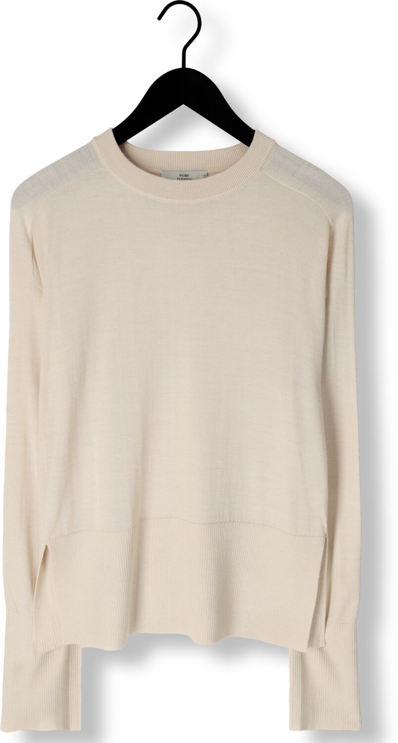 RUBY TUESDAY Dames Truien & Vesten Vallie Soft Round Neck Pullover High Border Beige