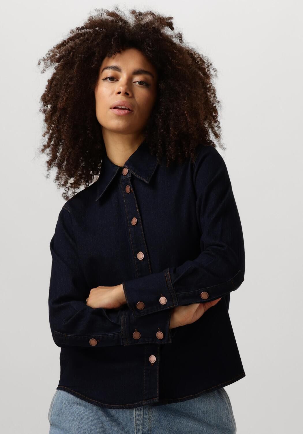 MY ESSENTIAL WARDROBE Dames Blouses Laramw 115 Shirt Donkerblauw