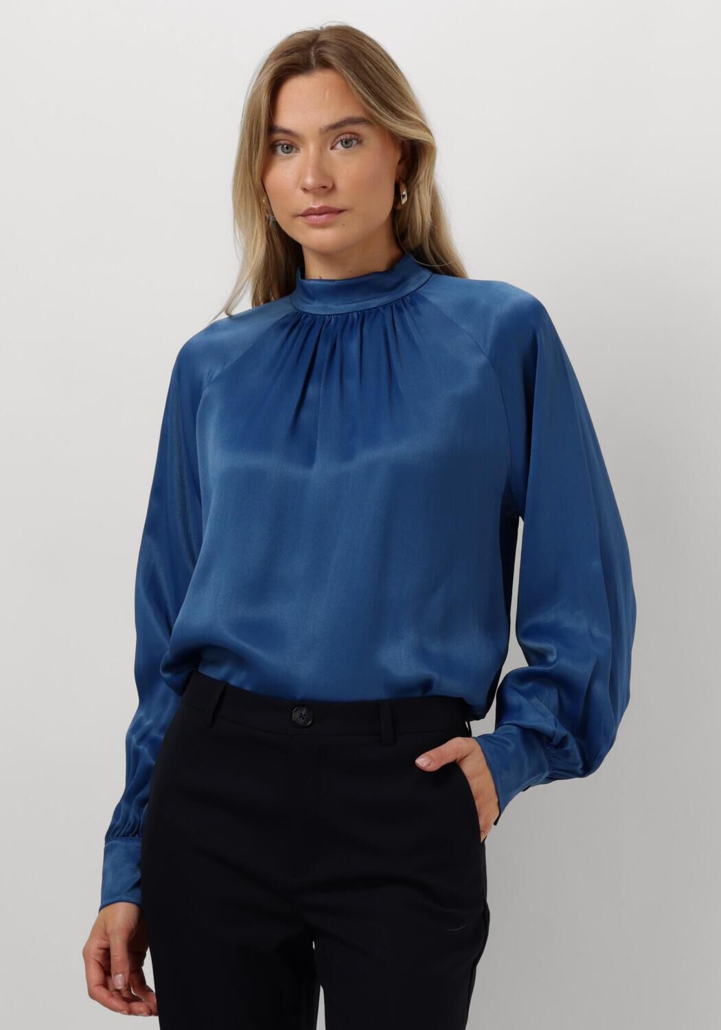 MOS MOSH Elegante Gedrapeerde Blouse Set Sail Blue Dames