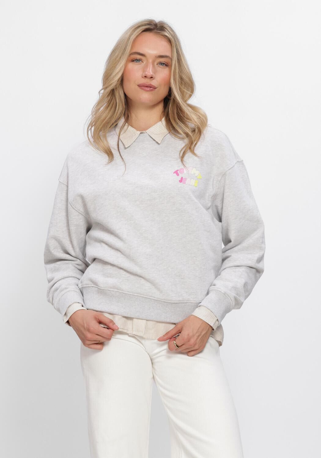Grijze TOMMY JEANS Trui TJW BXY COLOR BUBBLE CREW EXT - large
