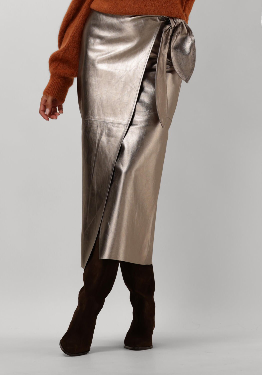 Ibana Metallic Midirok voor Stijlvolle Avonden Gray Dames