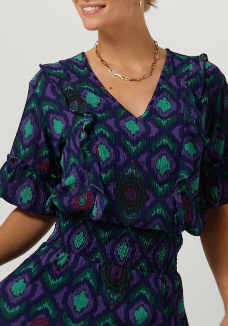 Paarse ALIX THE LABEL Top LADIES WOVEN IKAT RUFFLE TOP - large