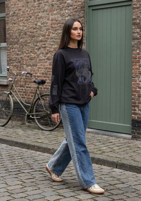 Zwarte ALIX THE LABEL Top LADIES KNITTED LABEL CLUB LONGSLEEVE T-SHIRT - large