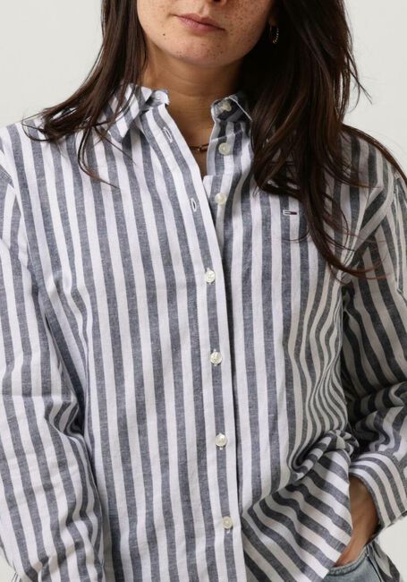Wizard trog tekort Blauw/wit gestreepte TOMMY JEANS Blouse TJW STRIPED LINEN BLEND BF SHIRT |  Omoda
