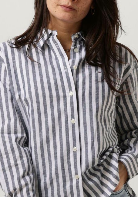 Zeebrasem Barmhartig universiteitsstudent Blauw/wit gestreepte TOMMY JEANS Blouse TJW STRIPED LINEN BLEND BF SHIRT |  Omoda