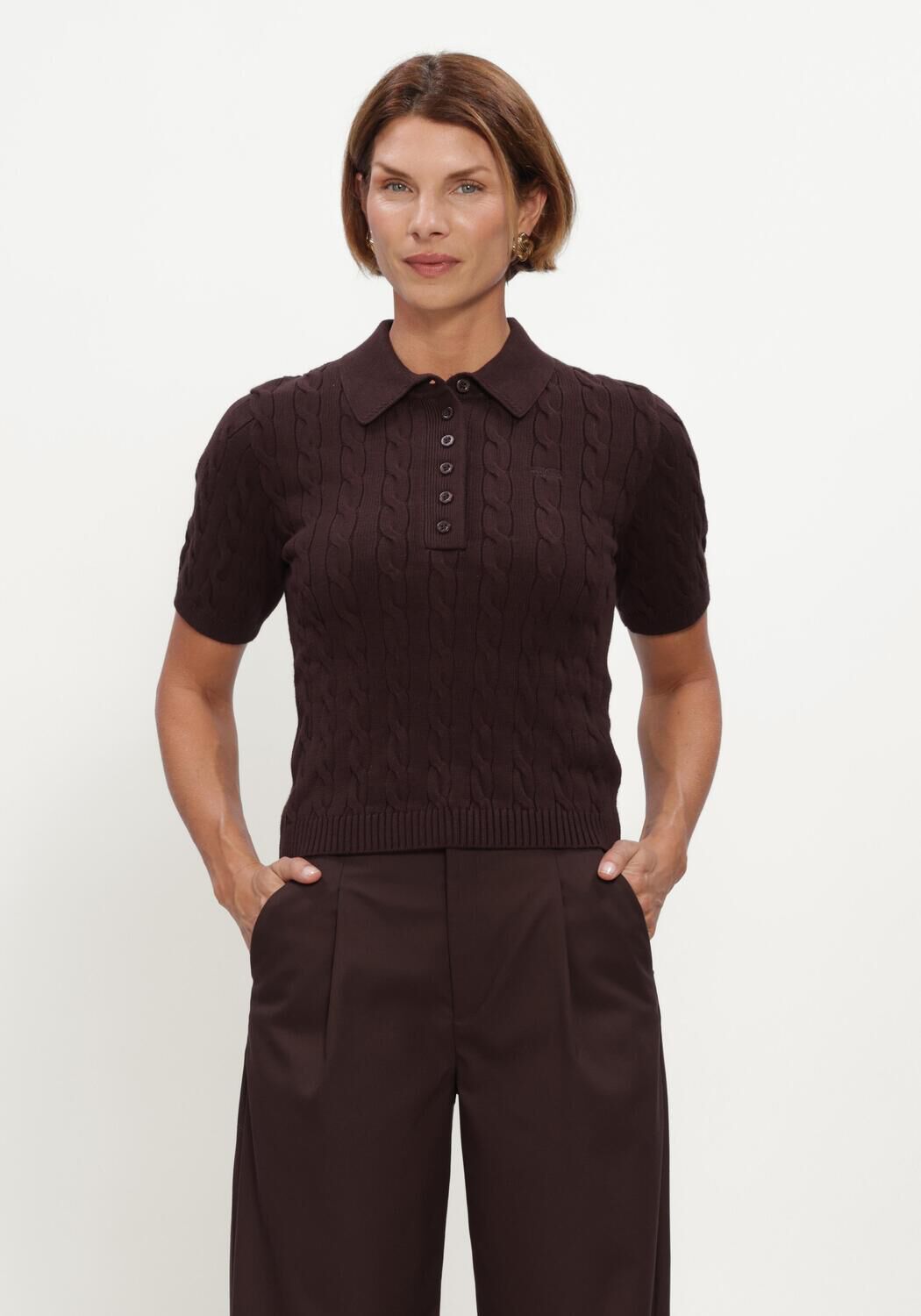 Bruine GESTUZ Truien/vesten GZTHILLA POLO PULLOVER - large