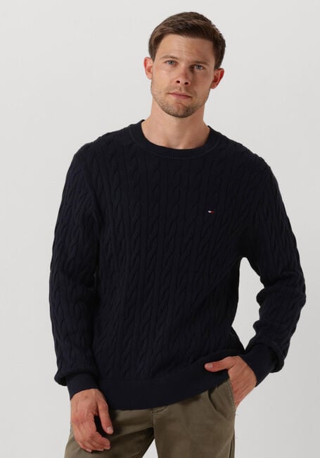 Donkerblauwe TOMMY HILFIGER Trui CLASSIC CABLE CREW NECK - large