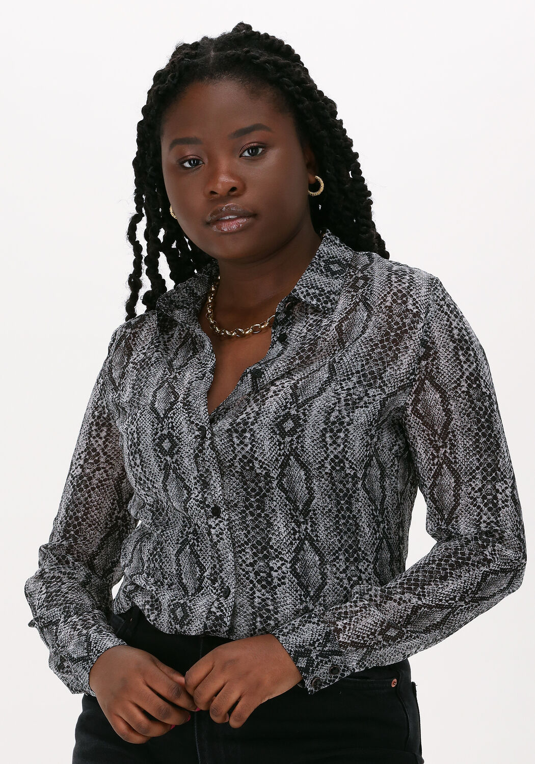 Grijze GUESS Blouse LS CLOUIS SHIRT Omoda