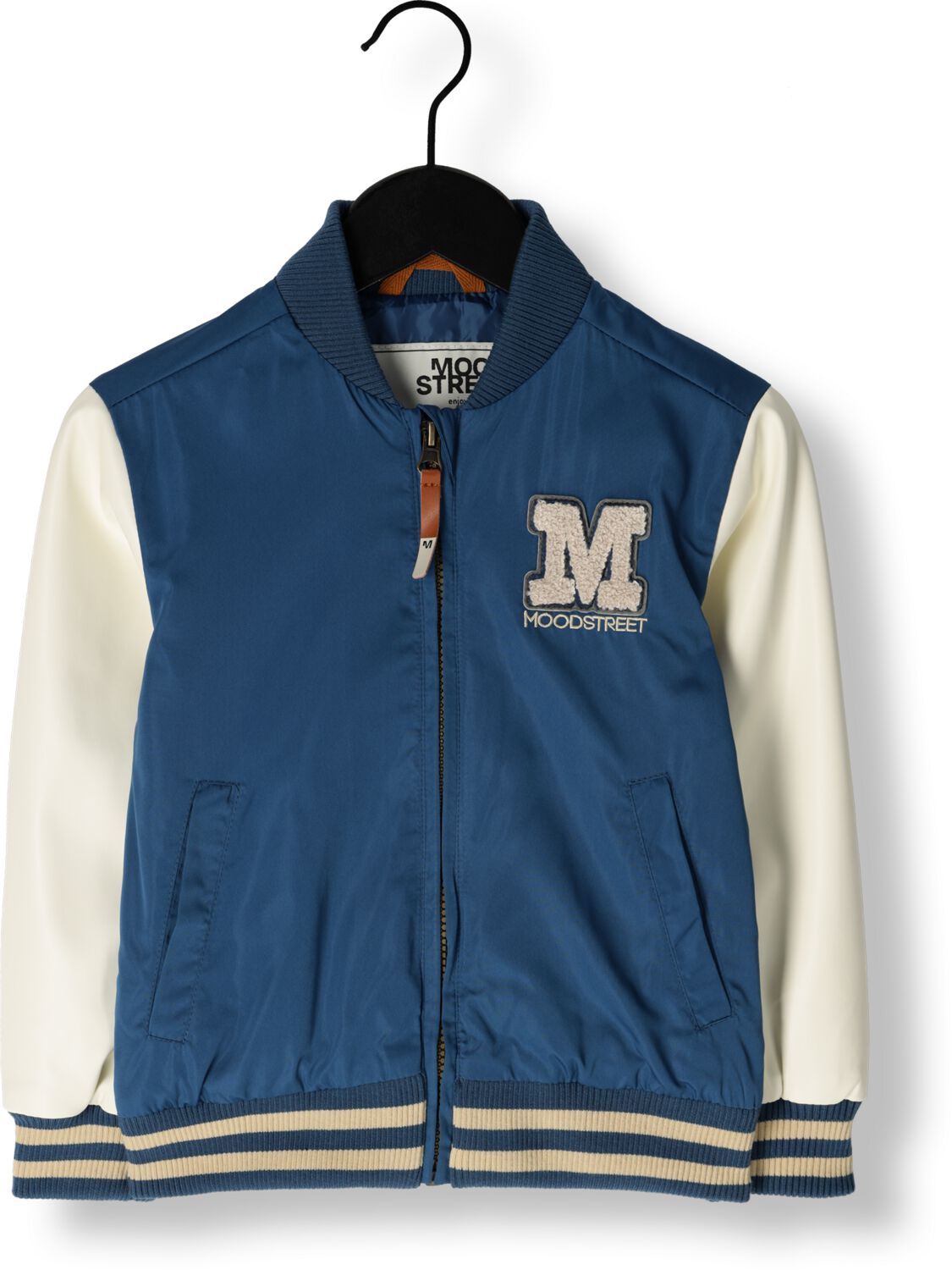 Moodstreet baseball jacket blauw offwhite Jas Jongens Polyester Opstaande kraag 146 152