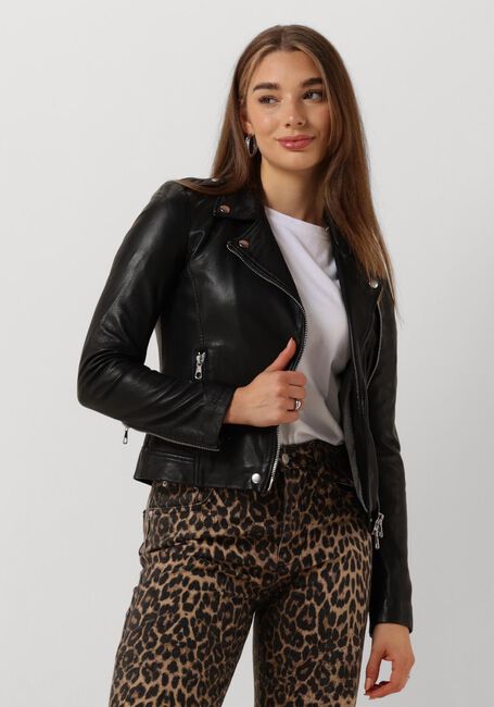 Zwarte SET Leren jas TYLER LEATHER JACKET - large