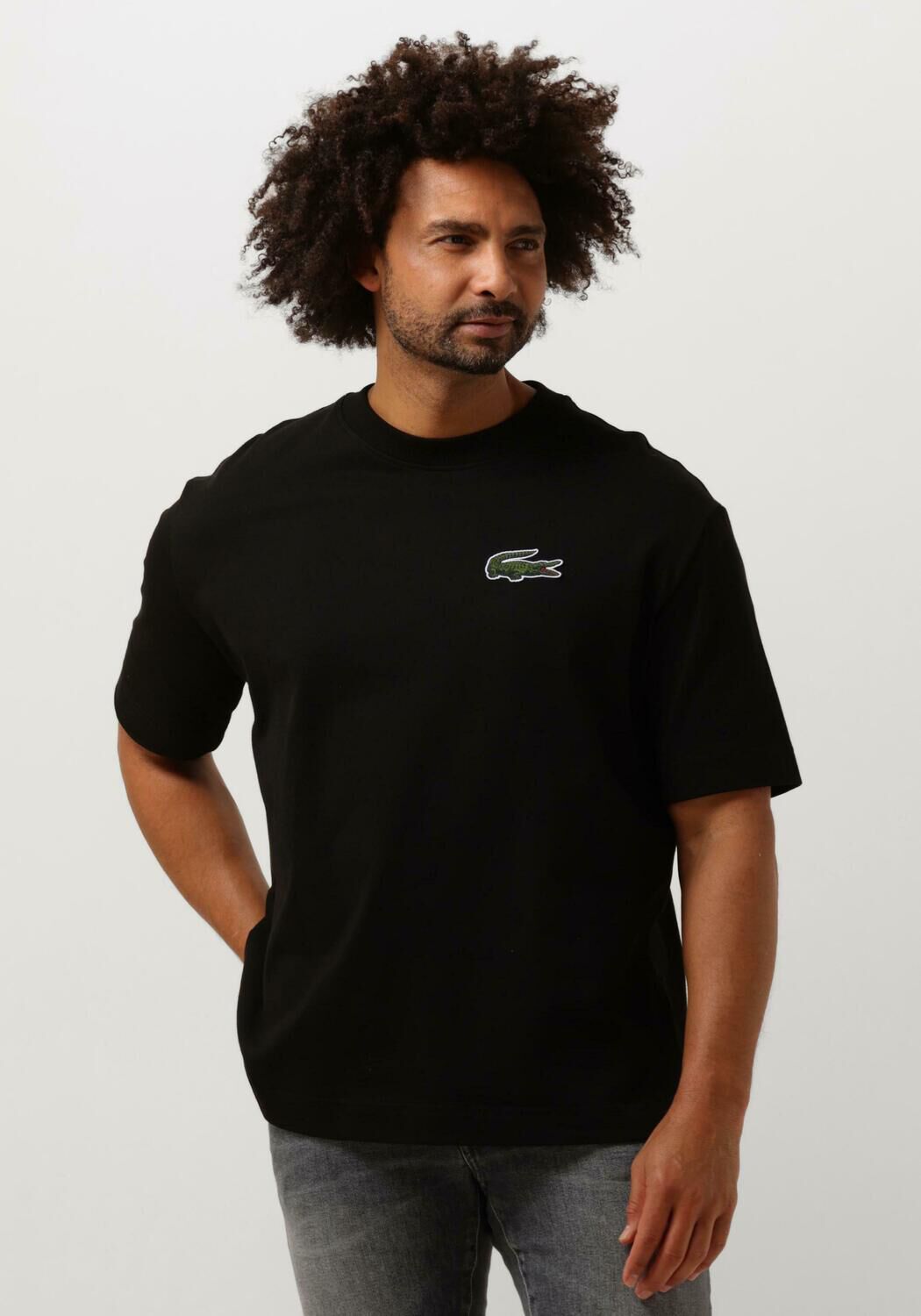 Lacoste Zwarte T-shirts en Polos met Logo Patch Black