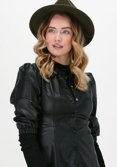 Zwarte NA-KD Mini jurk PUFF SLEEVE PU MINI DRESS - large