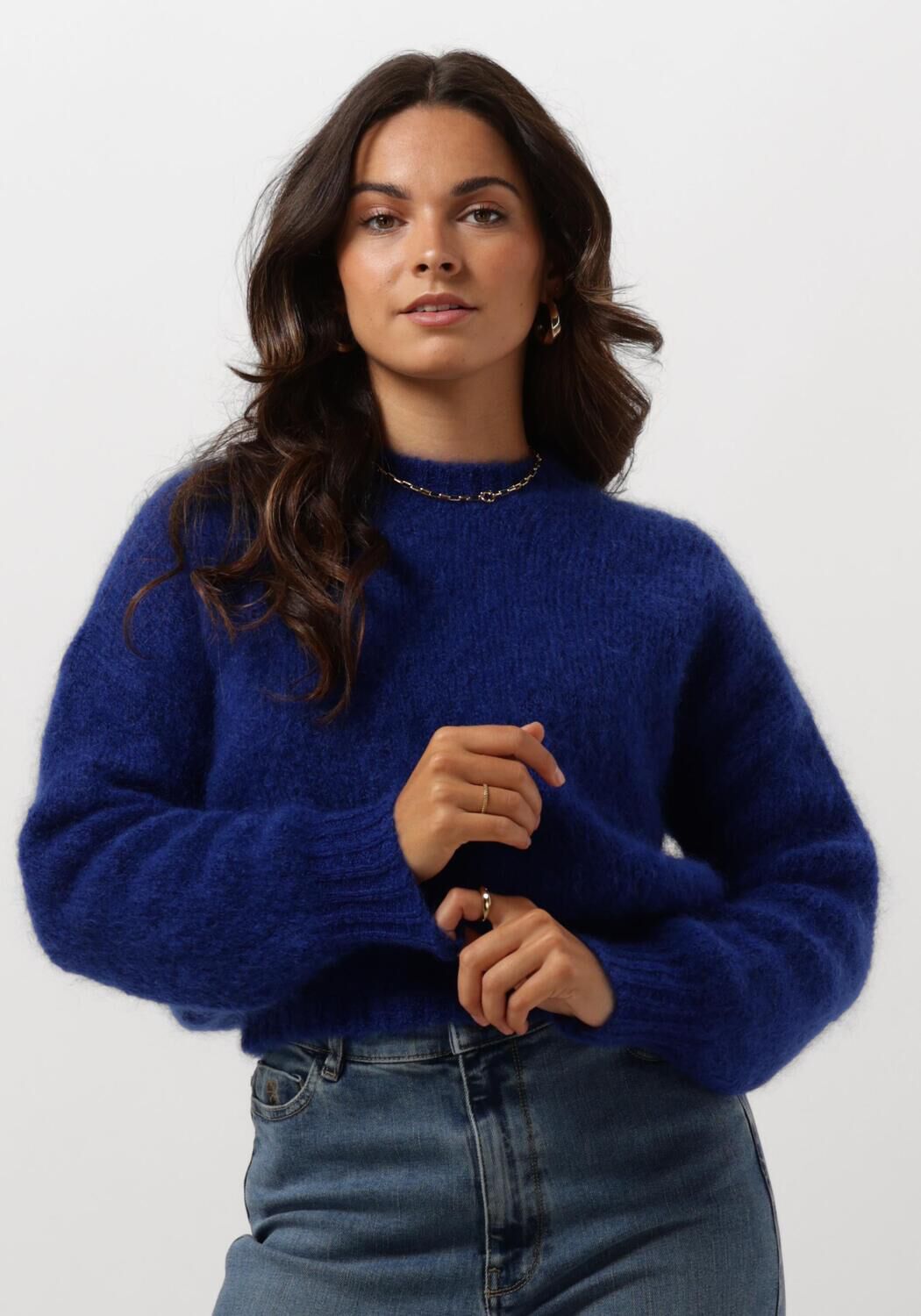 Fel blauwe trui dames top